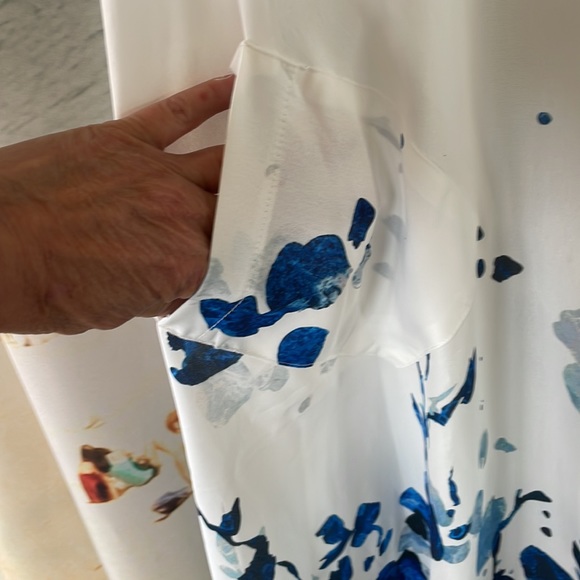 Blue and white tea length dress - Picture 3 of 5